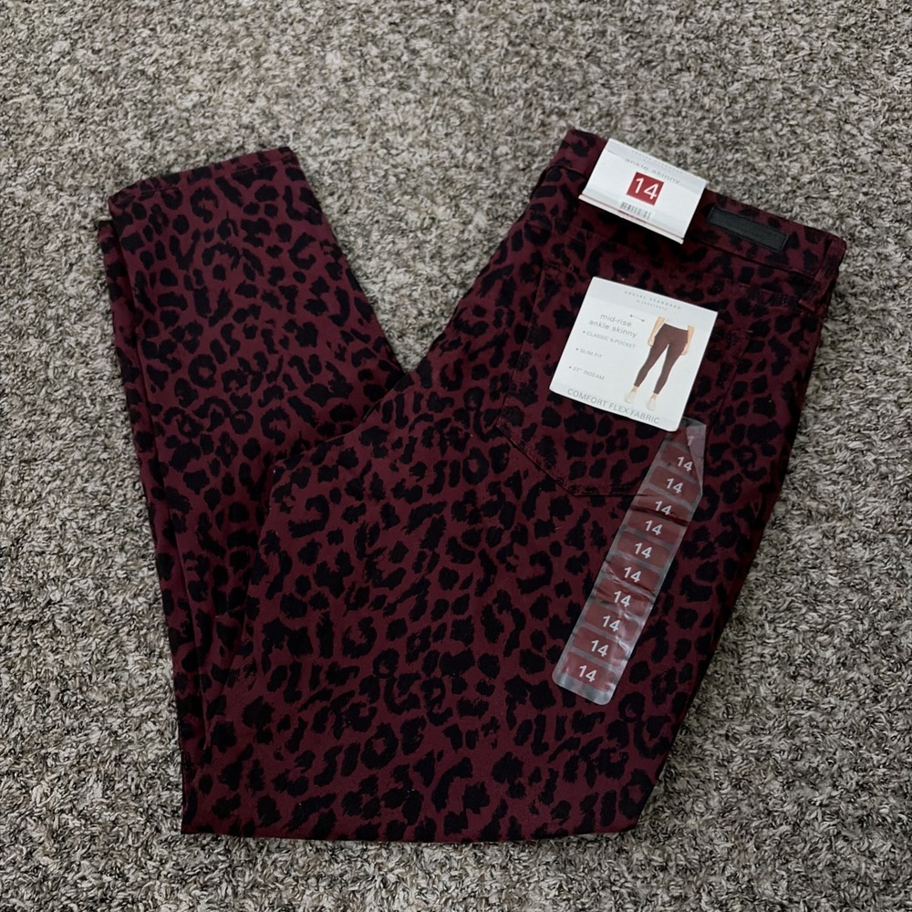 Social Standard by Sanctuary Size 14 Mid Rise Ankle Skinny Jean Red Cheetah NWT
